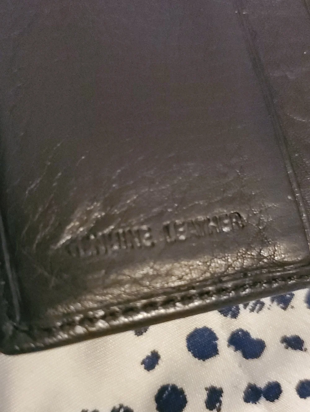 Vintage Black Leather Slim Trifold Wallet